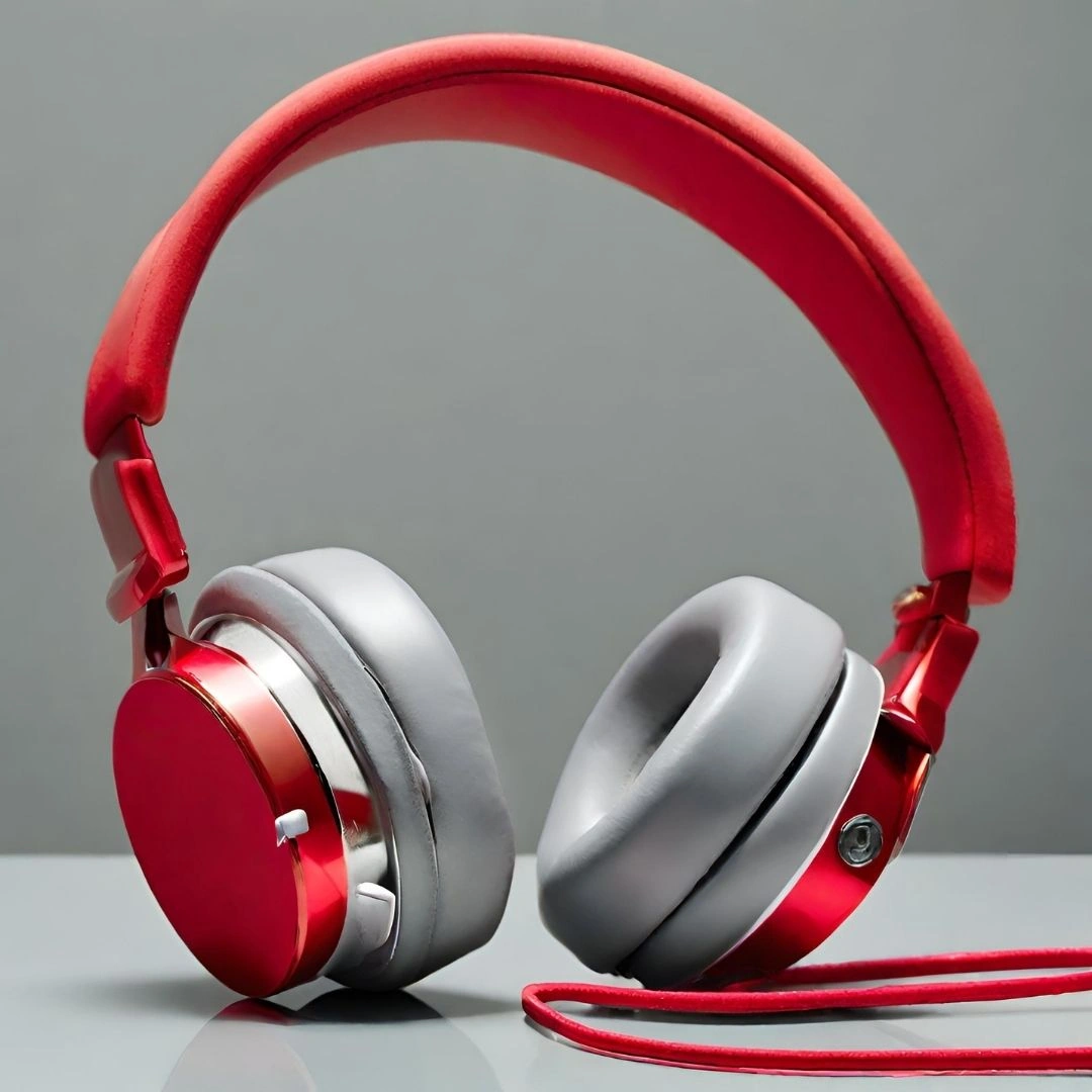 Stylish Red & Silver Over-Ear Headphones Stylish Red & Silver Over-Ear Headphones - BuyAgain