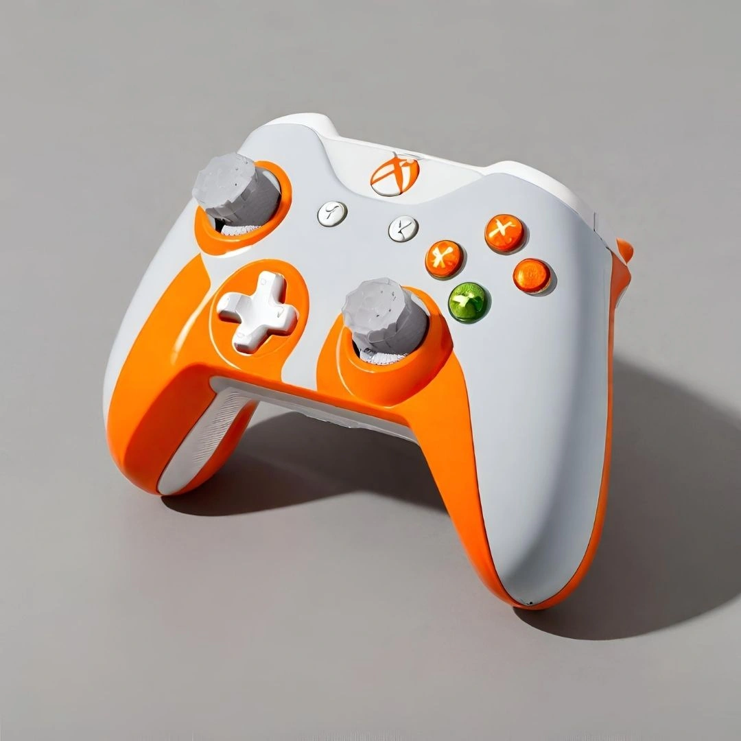 Sleek White & Orange Wireless Gaming Controller - BuyAgain